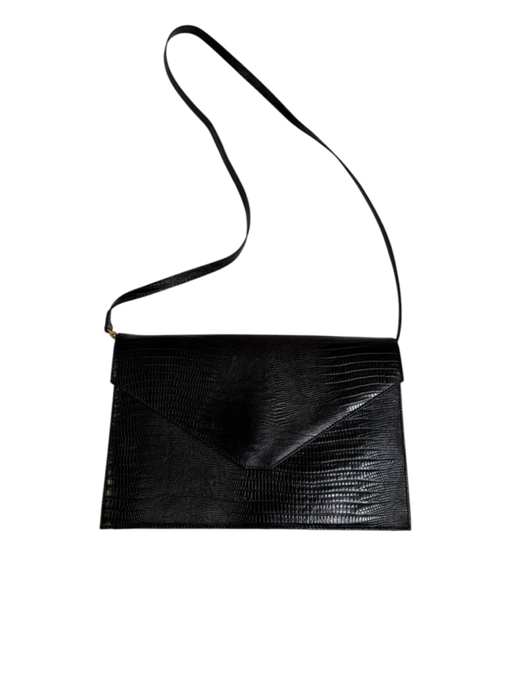 Bonini of Florence Black Croc-Embossed leather Envelope Crossbody Bag